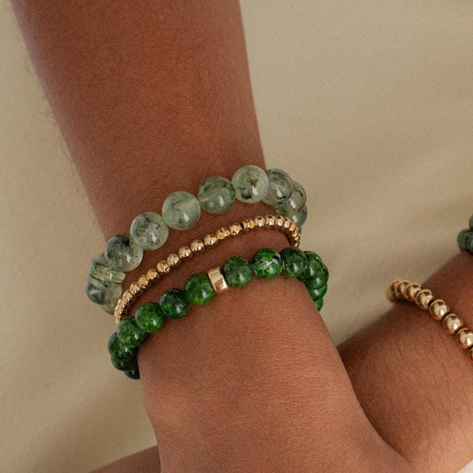 14K GOLD Prehnite beaded bracelet | Green prehnite jewelry | Beaded prehnite bracelet [EBPM1613] | Prehnite Crystal Gemstone | green