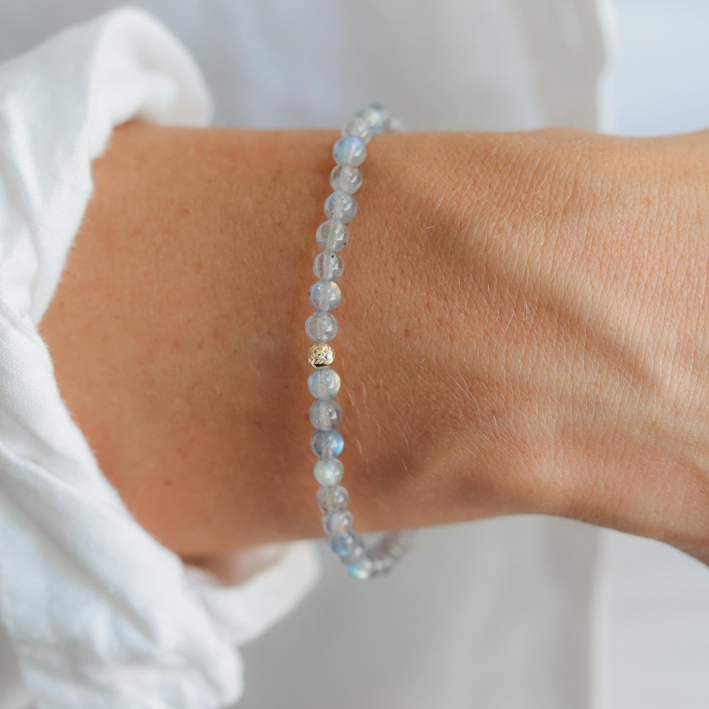 14K GOLD Labradorite Bracelet, Beaded labradorite | [EBLM1570] Elastic Stacking Jewelry, flashy labradorite Bead | labradorite *BSS *G