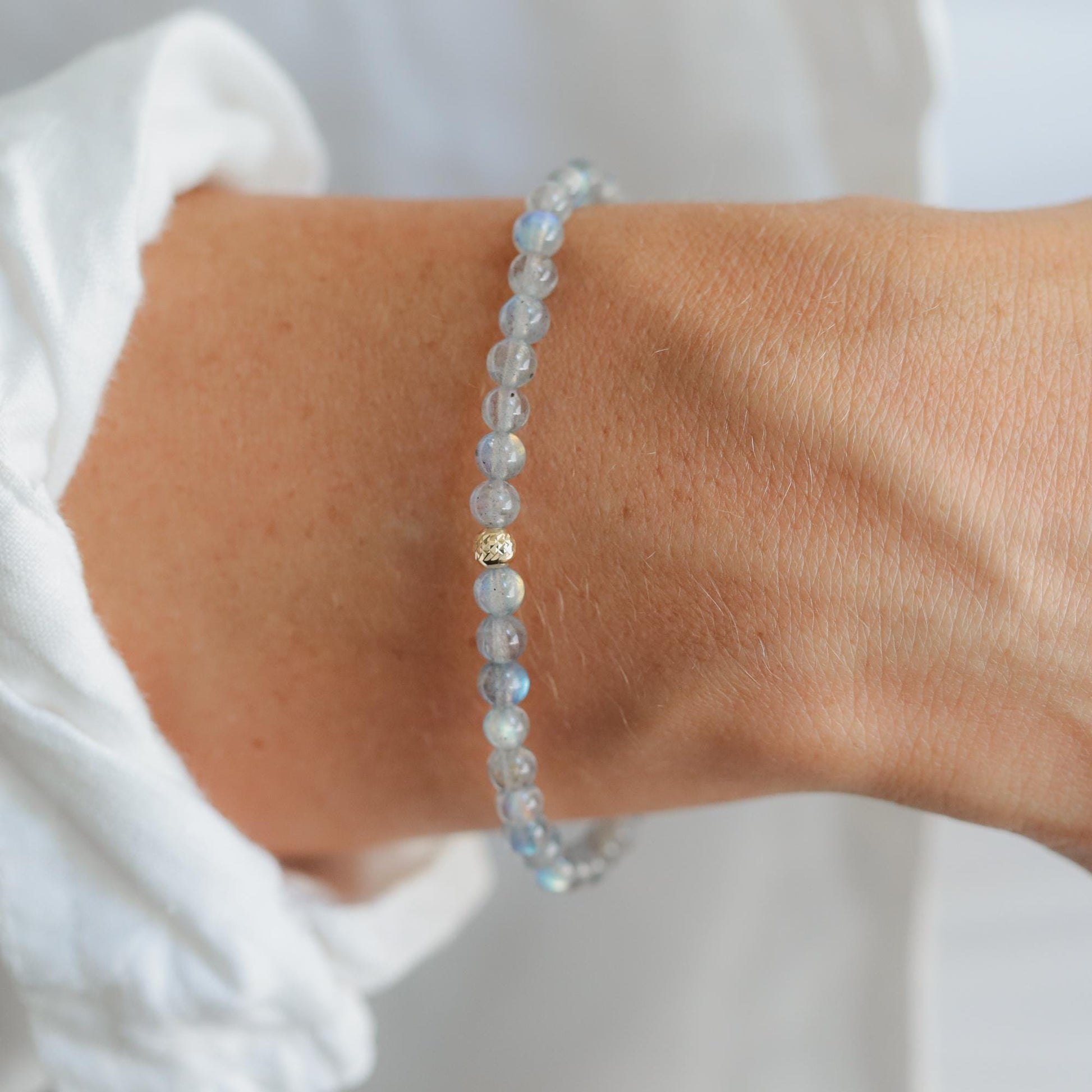 14K GOLD Labradorite Bracelet, Beaded labradorite | [EBLM1570] Elastic Stacking Jewelry, flashy labradorite Bead | labradorite *BSS *G