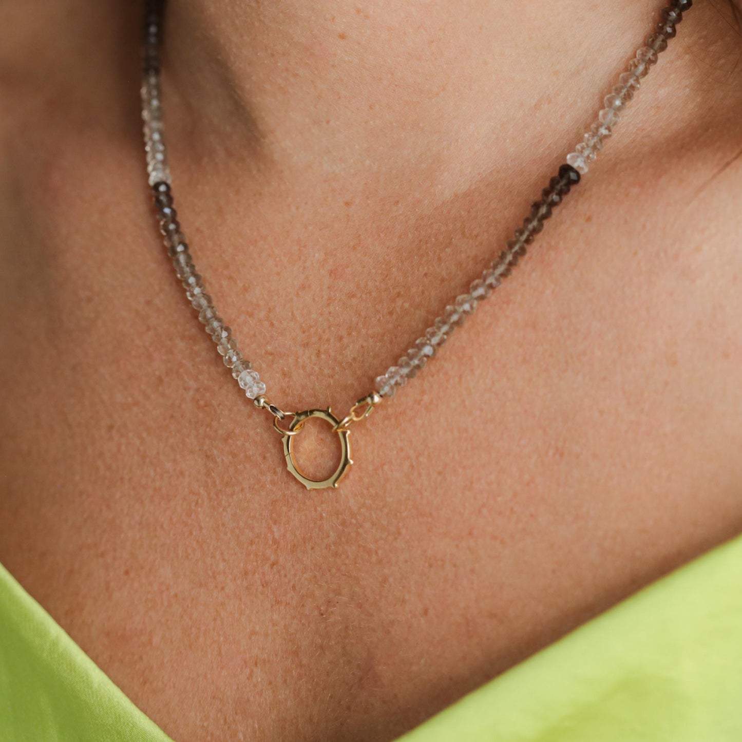 Smoky Quartz Ombre Carabiner Necklace