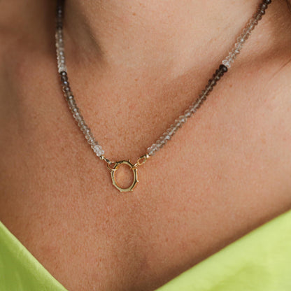 Smoky Quartz Ombre Carabiner Necklace