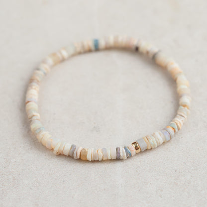 Australian Opal Heishi Bracelet 4.5mm • Sterling Silver, Gold Filled or Solid Gold Accent • Stretch Bracelet • Natural Opal Jewelry