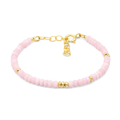 Pink Opal Bracelet | dainty tiny Pink Opal beaded bracelet | Pink Opal gold bracelet | genuine Pink Opal | Pink Opal 3mm