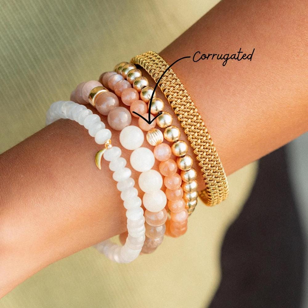 14K GOLD Peach Moonstone 6mm | AAA Grade Peach Moonstone Crystal Bracelet, 6mm Authentic Moonstone | natural peach moonstone