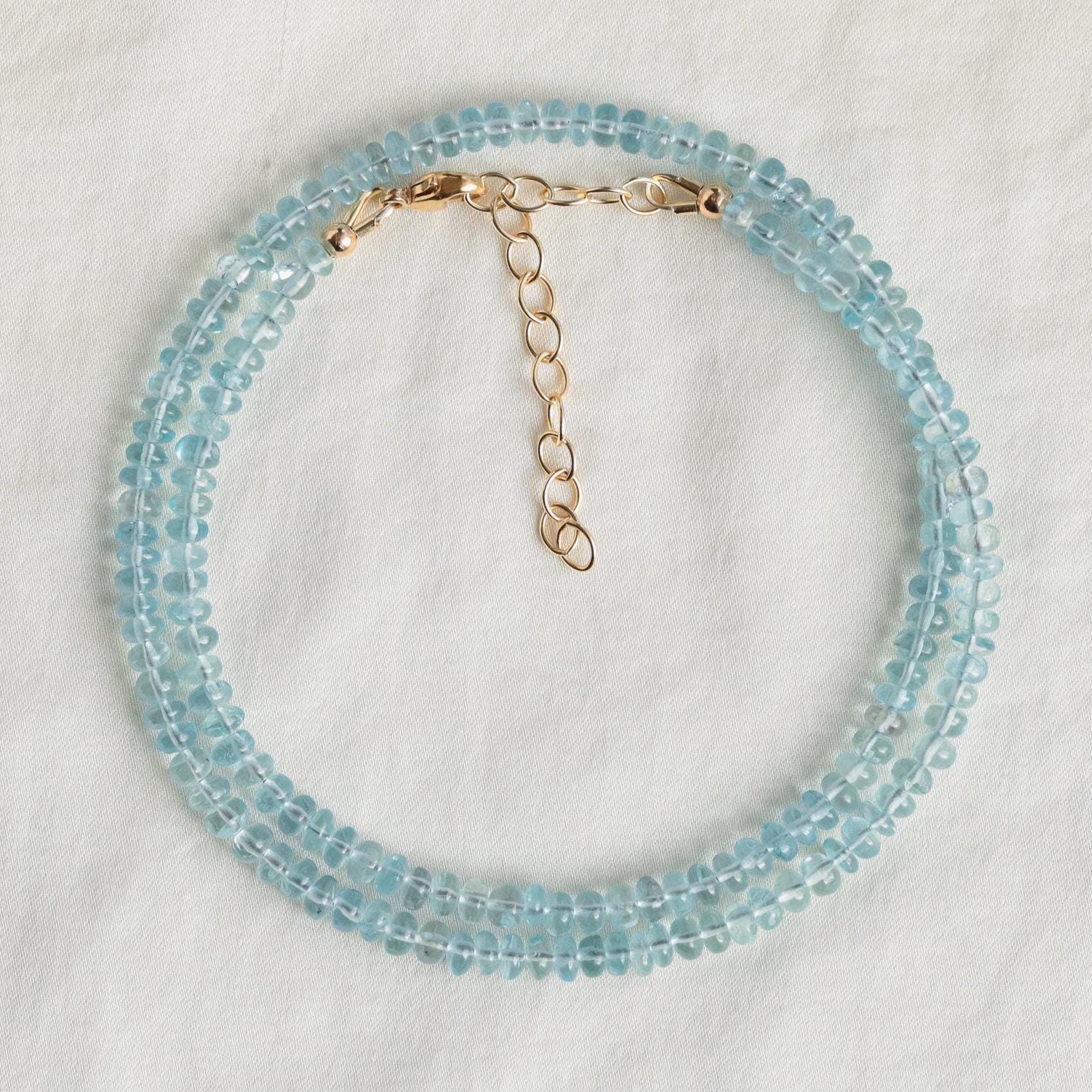 Smooth rondel Aquamarine Necklace