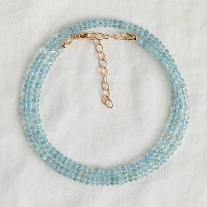 Smooth rondel Aquamarine Necklace
