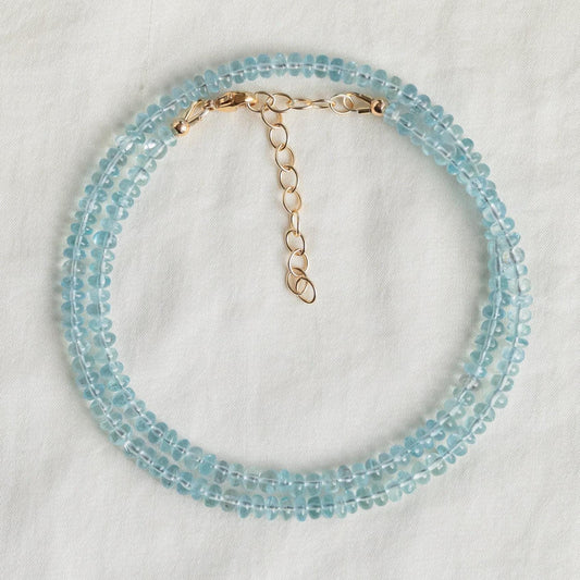 Smooth rondel Aquamarine Necklace