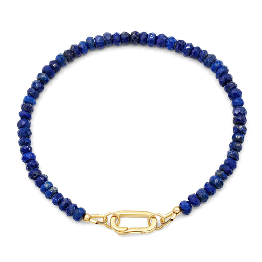 Lapis Lazuli Carabiner Bracelet • Sterling Silver, Gold Filled, or 14K Gold • Faceted Lapis Bracelet • Custom Size Jewelry Gift
