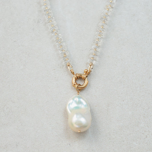 Baroque pearl + quartz necklace | clear quartz Necklace, clear quartz necklace, clear quartz necklace quartz necklace | clear quartz
