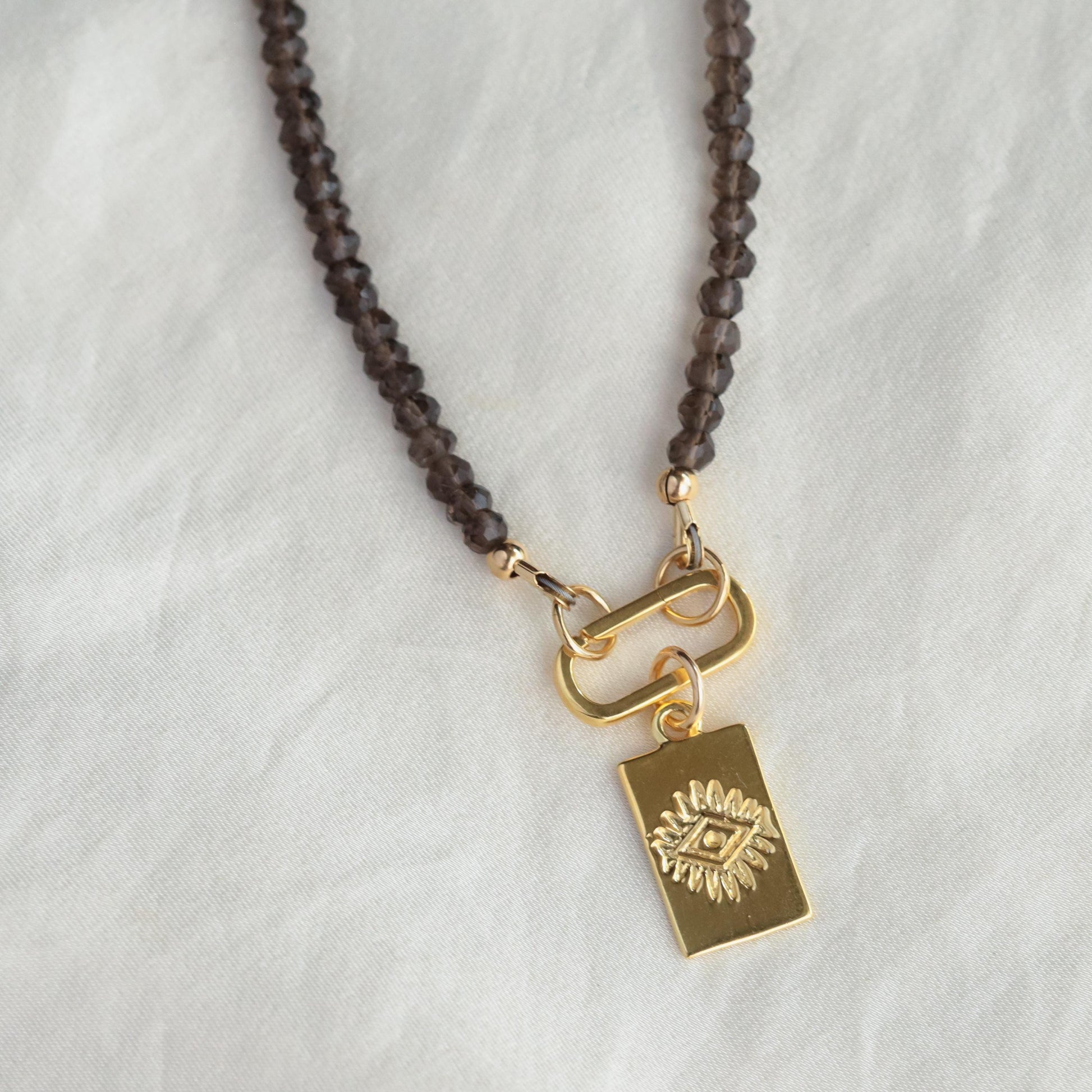 Smoky Quartz Necklace | Beaded smoky quartz jewelry | [ENSM1684] Smoky Quartz Necklace | Gift for her | Statement gemstone necklace