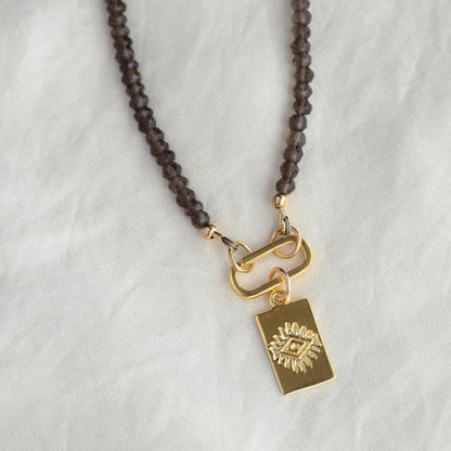 Smoky Quartz Necklace | Beaded smoky quartz jewelry | [ENSM1684] Smoky Quartz Necklace | Gift for her | Statement gemstone necklace