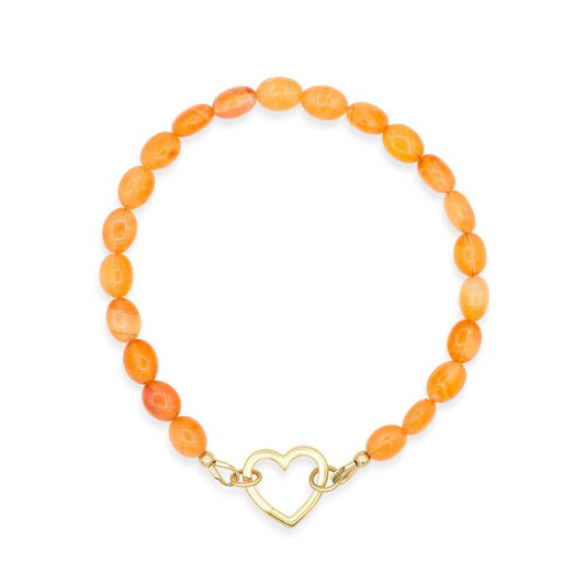 Carnelian oval carabiner bracelet