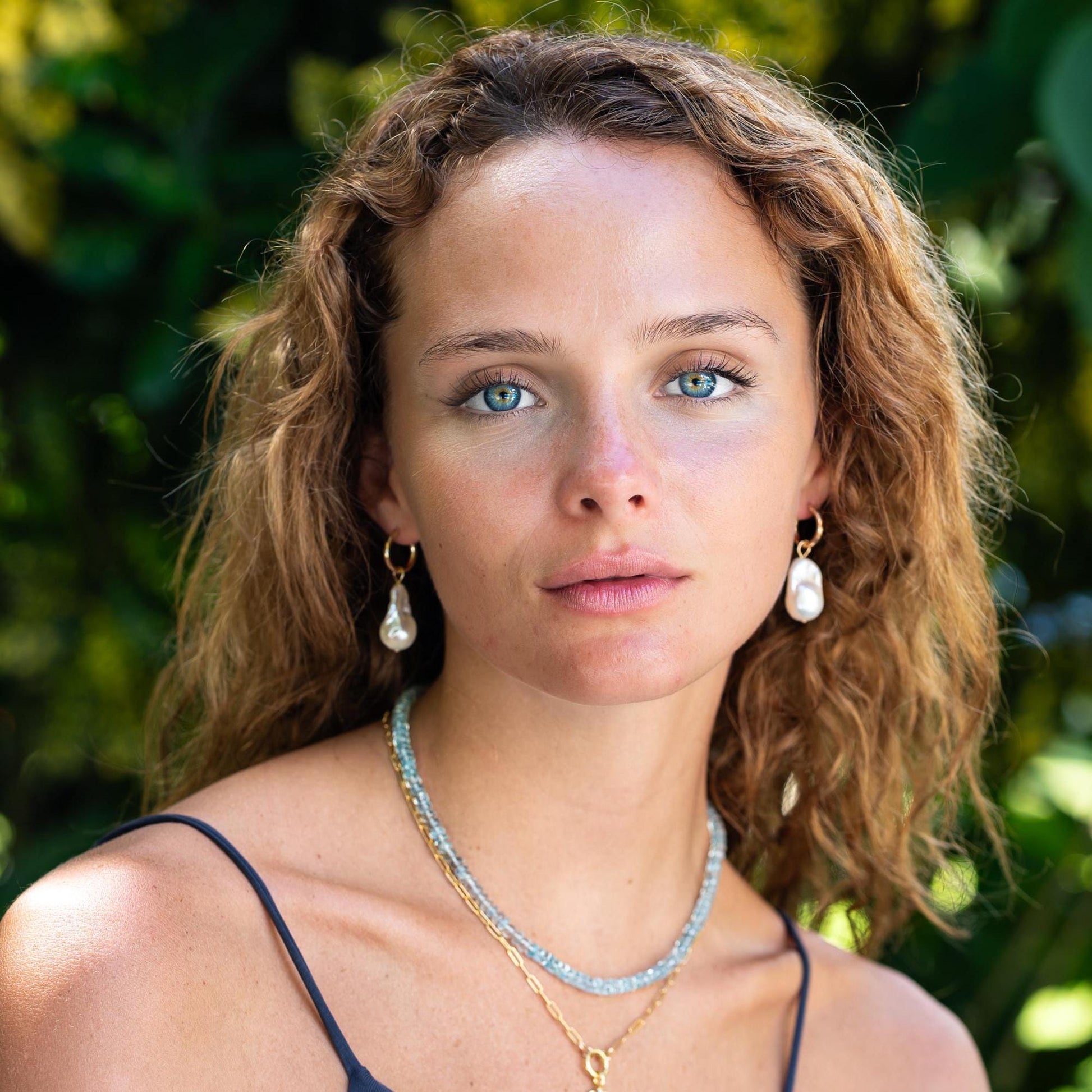 Smooth rondel Aquamarine Necklace