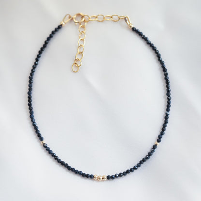 Blue Sapphire Anklet – Dainty Sapphire Anklet in Sterling Silver, Gold Filled or Solid Gold • Minimalist Gemstone Anklet • September