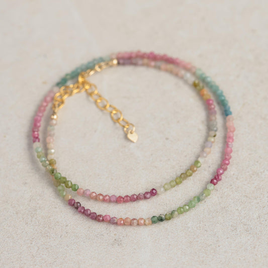 Dainty Mixed Tourmaline Beaded Necklace