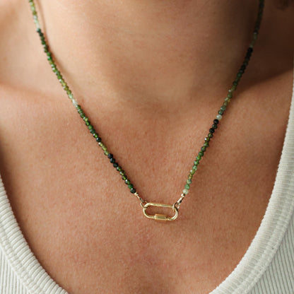 Green Tourmaline 3mm | Green tourmaline necklace | [ENGP1408] Green tourmaline | Faceted tourmaline 3mm stones | green tourmaline