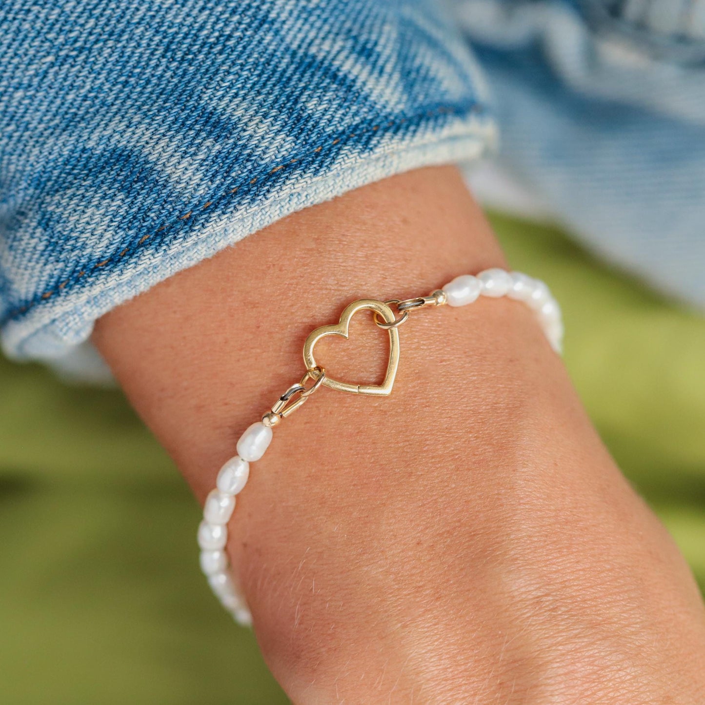 Pearl Carabiner Bracelet - 14K