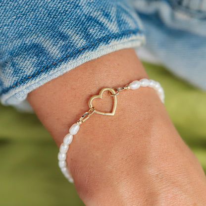 Pearl Carabiner Bracelet - 14K