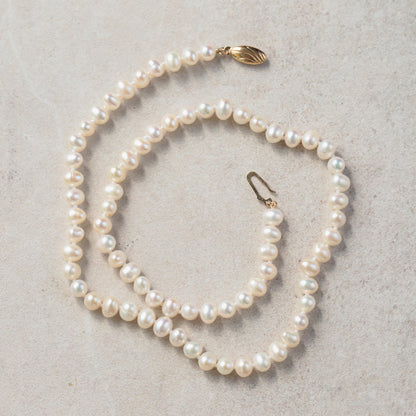 14K GOLD Knotted Pearl necklace | Pearl necklace 14K gold | Boho freshwater pearl necklace | pearl necklace gold