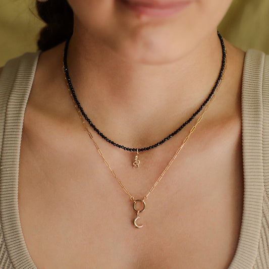 14K black tourmaline snake necklace | black tourmaline choker | black tourmaline necklace | black tourmaline choker | black gold jewelry