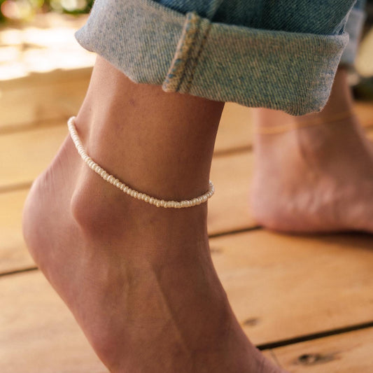 Fresh Water Pearl Anklet | Beaded anklet bracelet 14K | women's beaded ankle bracelet | peal jewelry | pearl