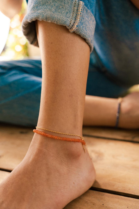 Carnelian Anklet – 14K Gold Filled