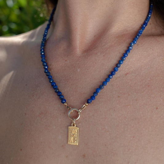 Dainty Lapis lazuli necklace | gold and lapis lazuli | beaded lapis choker necklace [ENLP1097], Beaded | Lapis Lazuli jewelry #0064