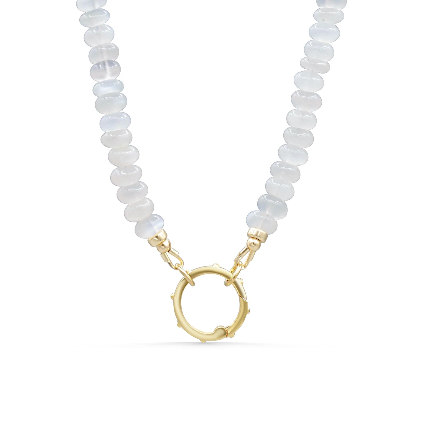 Moonstone Carabiner, White Moonstone Necklace, carabiner gemstone necklace [ENMP1054], beaded moonstone necklace, carabiner moonstone