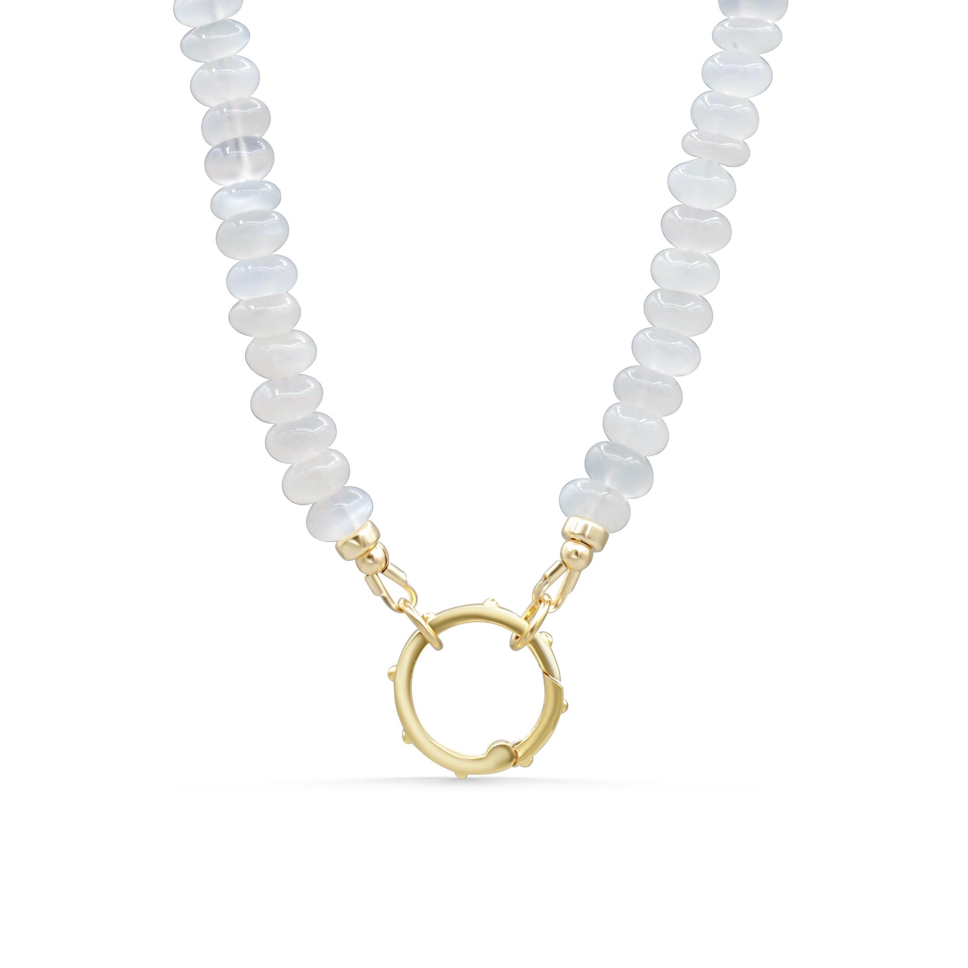 Moonstone Carabiner, White Moonstone Necklace, carabiner gemstone necklace [ENMP1054], beaded moonstone necklace, carabiner moonstone
