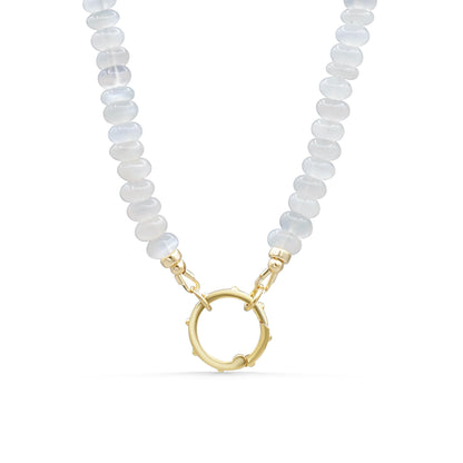 Moonstone Carabiner, White Moonstone Necklace, carabiner gemstone necklace [ENMP1054], beaded moonstone necklace, carabiner moonstone