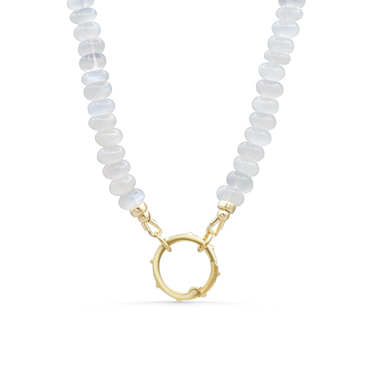 Moonstone Carabiner, White Moonstone Necklace, carabiner gemstone necklace [ENMP1054], beaded moonstone necklace, carabiner moonstone