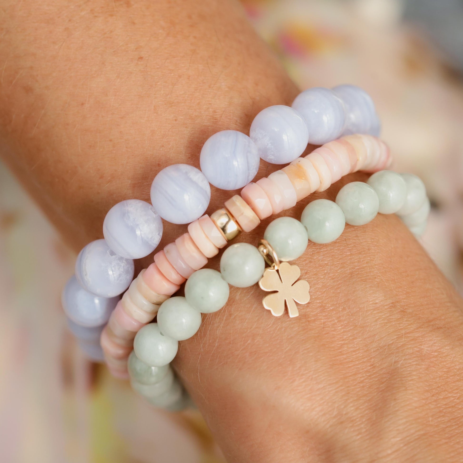 Pink Opal Bracelet Heart Bracelet, Pink Opal Gemstone Healing | [EBPM1377] Soft Pink Beads, Handmade Gemstone *BS