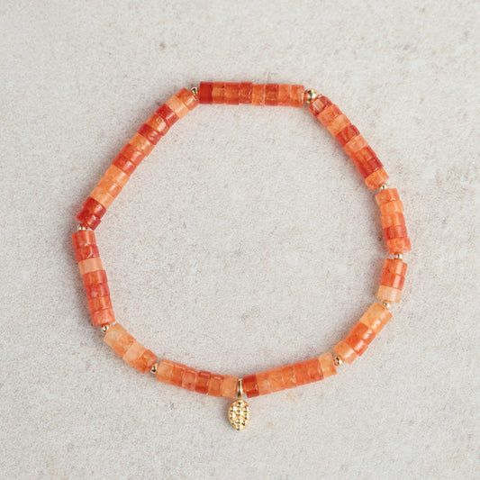 Carnelian heishi leaf bracelet