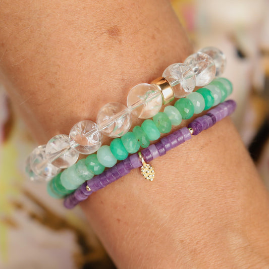 Lepidolite Heishi Bracelet 4mm – Genuine Purple Gemstone Stretch Bracelet, Calm & Stress Relief Jewelry