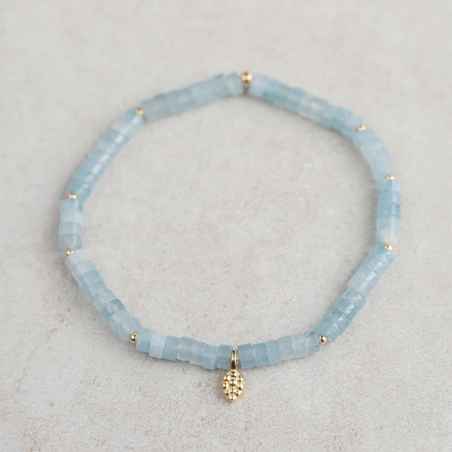 Aquamarine Heishi Bracelet 4mm – Genuine Blue Gemstone Stretch Bracelet, Calm Stacking Jewelry