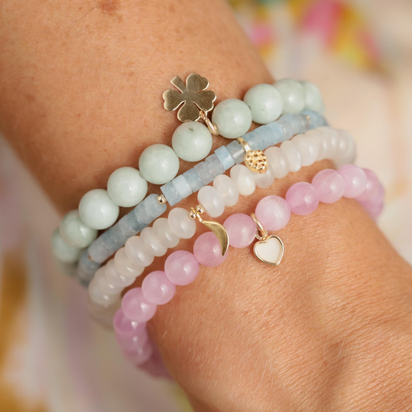 Aquamarine Heishi Bracelet 4mm – Genuine Blue Gemstone Stretch Bracelet, Calm Stacking Jewelry