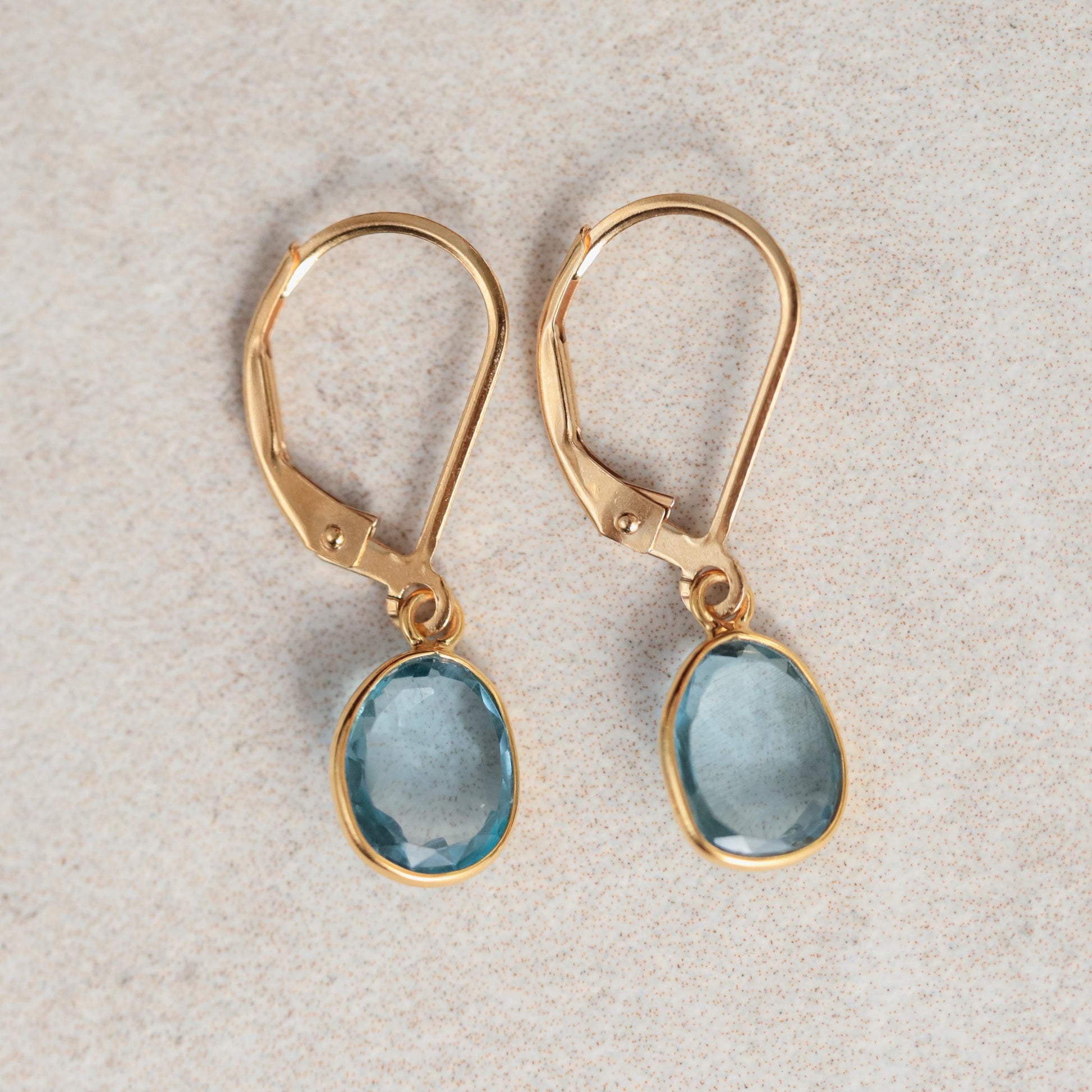 London Blue Topaz Leverback Earrings - 14K