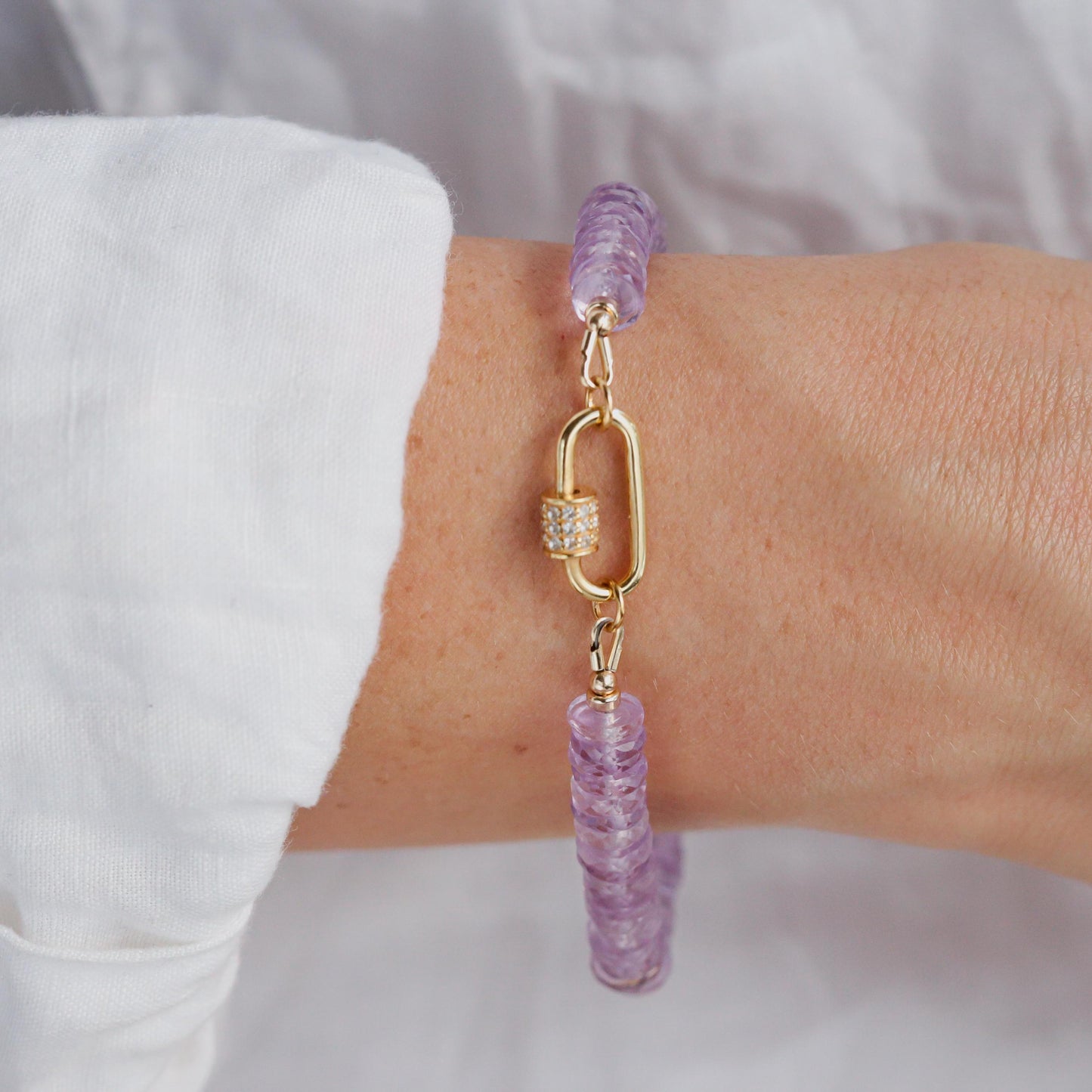 Pink Amethyst heishi bracelet | 6mm Amethyst bracelet | Pink amethyst beaded bracelet | amethyst pink