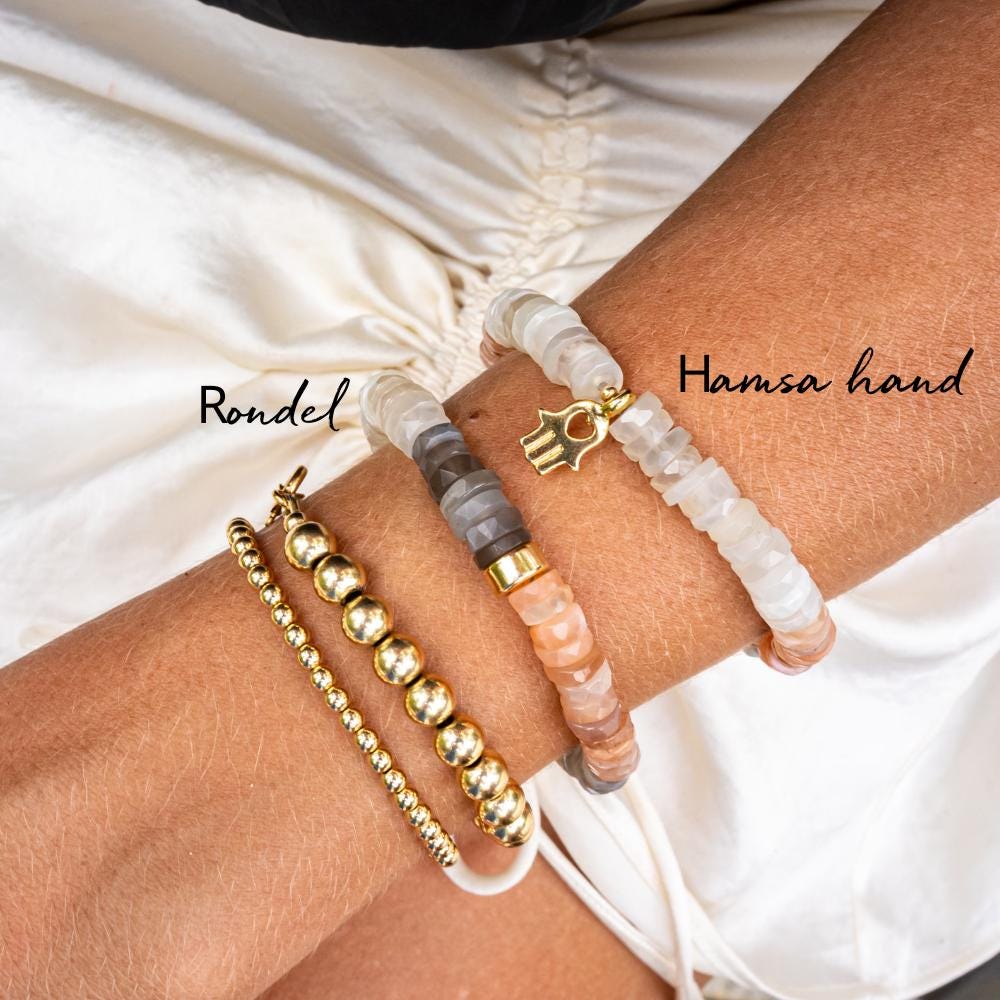 Mixed Moonstone Heishi Bracelet