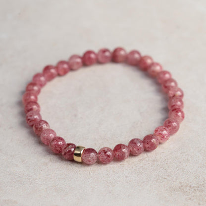 1 left! Strawberry Quartz | Strawberry quartz 6mm | rare quality AAA strawberry quartz bracelet | quartz strawberry 6mm #0278