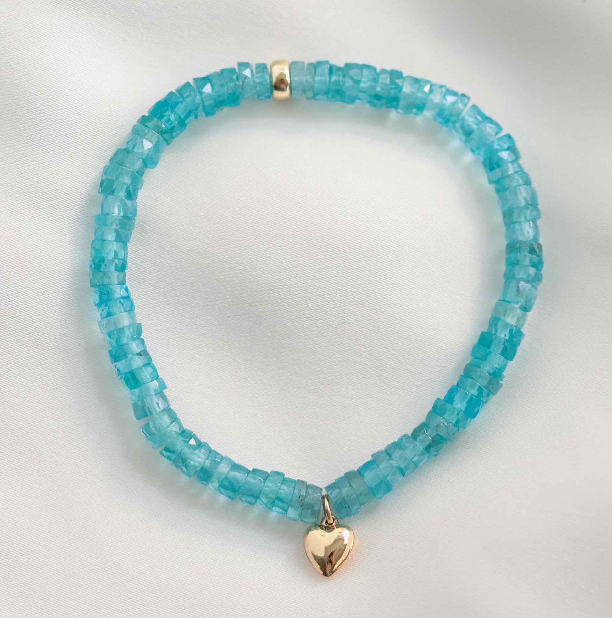 Apatite Bracelet | Genuine Blue Apatite Bracelet | [EBAP1420] Apatite Beaded Bracelet | Apatite Bracelet | Blue gemstone bracelet
