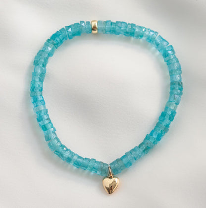 Apatite Bracelet | Genuine Blue Apatite Bracelet | [EBAP1420] Apatite Beaded Bracelet | Apatite Bracelet | Blue gemstone bracelet