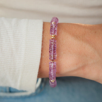 Pink Amethyst heishi bracelet | 6mm Amethyst bracelet | Pink amethyst beaded bracelet | amethyst pink