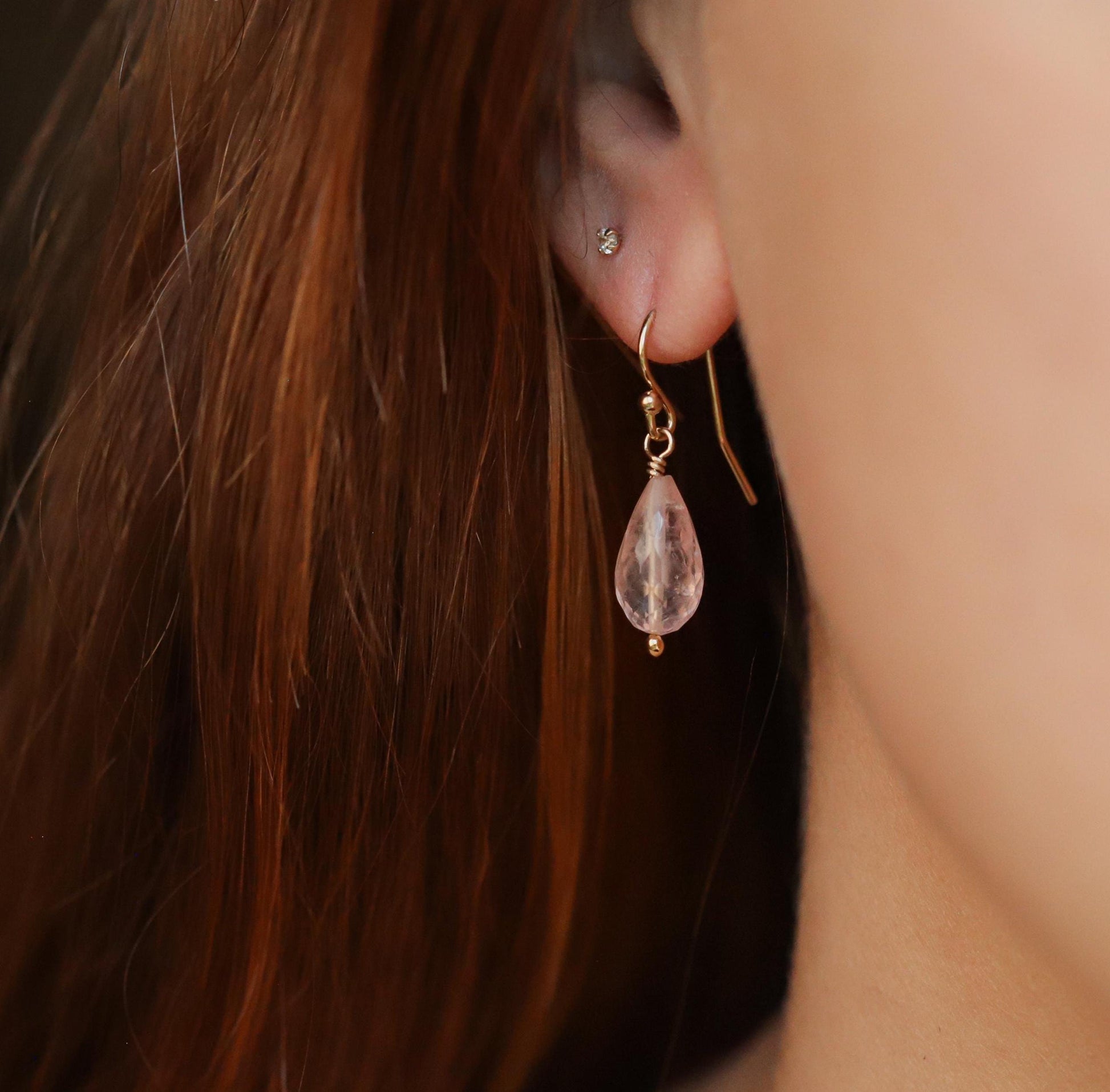Faceted Morganite Drop Earrings – Soft Pink, 14K Gold Filled or sterling silver