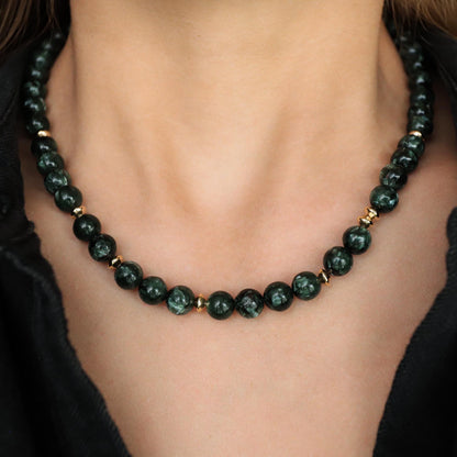 Seraphinite Necklace, Green Healing Stone, Gold Filled Jewelry