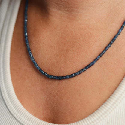 Blue Sapphire Necklace, Natural Untreated Sapphire, Gold Filled Jewelry