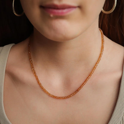 Citrine Necklace – Faceted Rondel Gemstones in Sterling Silver, Gold Filled or Solid 14K