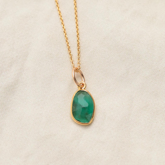 Zambian Emerald Necklace – Solid 14K Gold Pendant