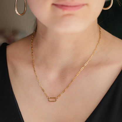 14k Gold Filled Paperclip Chain Necklace, MEDIUM gold filled carabiner necklace [ENGP1200] | everyday gold necklace | paperclip chain