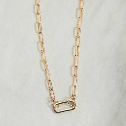 14k Gold Filled Paperclip Chain Necklace, MEDIUM gold filled carabiner necklace [ENGP1200] | everyday gold necklace | paperclip chain
